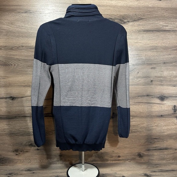 LCR Black Edition Sweater‎ Men's XXL Turtleneck 1/4 Zip Navy White - Picture 2 of 5